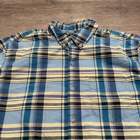 Fossil Shirt Mens Extra Large Blue Plaid Long Sleeve Button Up Preppy Casual - Picture 4 of 10